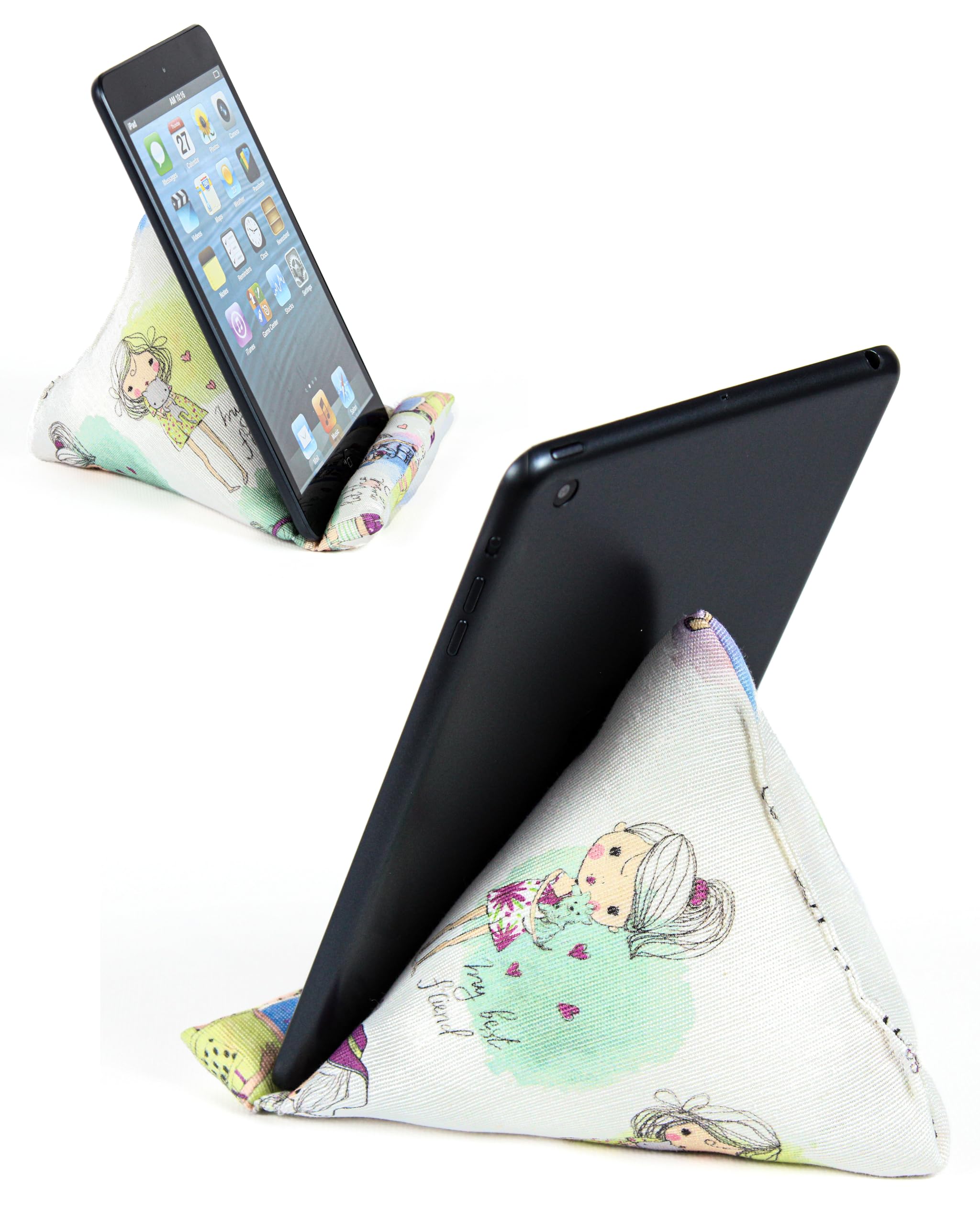 Handmade Fabric Phone Pillow Stand for iPhone & Smartphones - Adjustable Wedge Holder for Desk, Bed, Car - 7 x 6.1 x 5.5 Inches - Perfect for Watching Videos, Reading & Video Calls