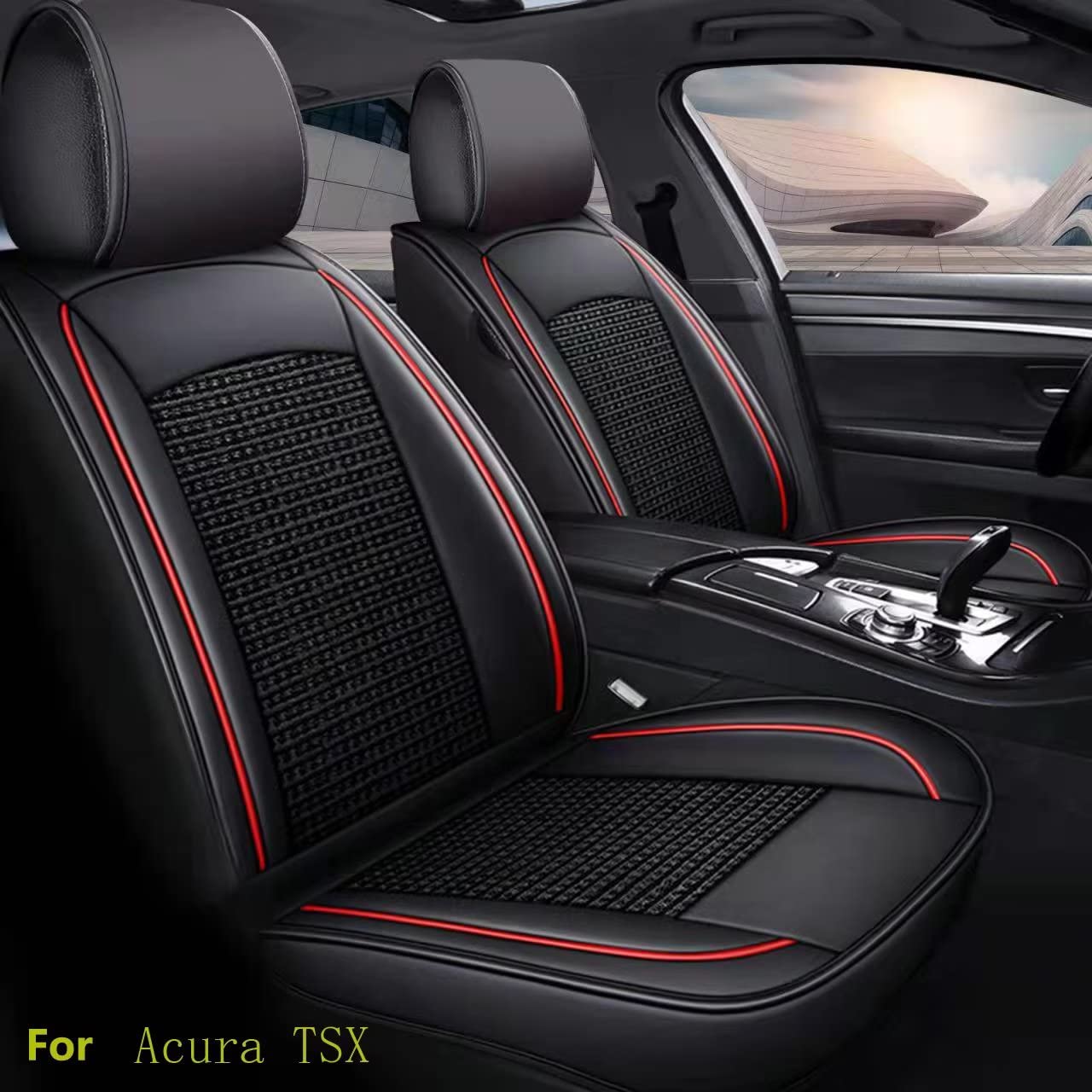 COVER ERA Summer Car Seat Covers for Acura TSX 2010-2014 - Premium Ice Silk & Leather Hybrid Design | Breathable, Heat Resistant & Easy to Install | Perfect for Road Trips, Daily Commute & Hot Weather Protection