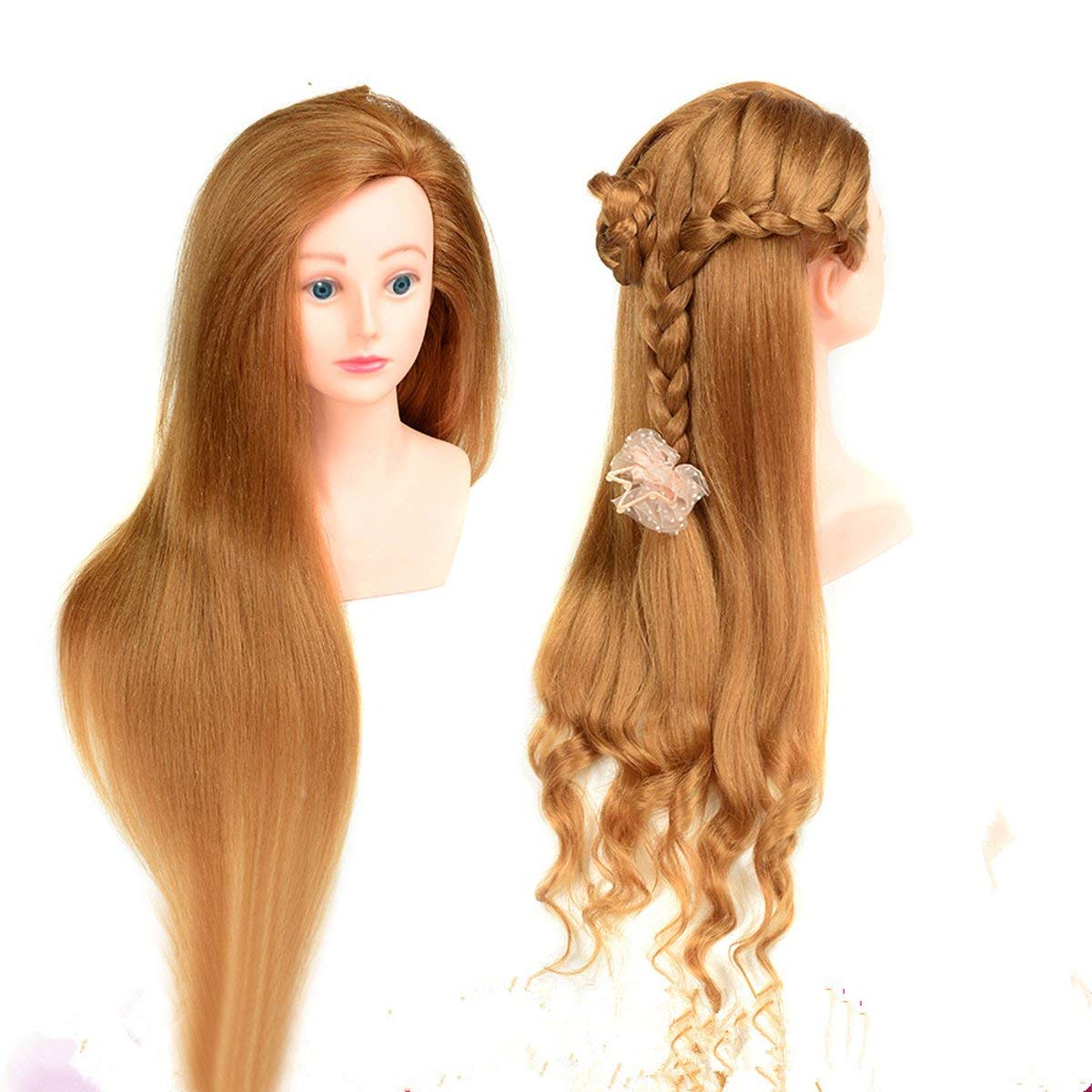 Pema Professional Hair Extensions & Wigs - 30 Inch Blonde Shoulder-Length Hair Dummy for Styling, Cutting Practice & Training - Perfect for Salon Students, Cosmetologists & Hairdressers
