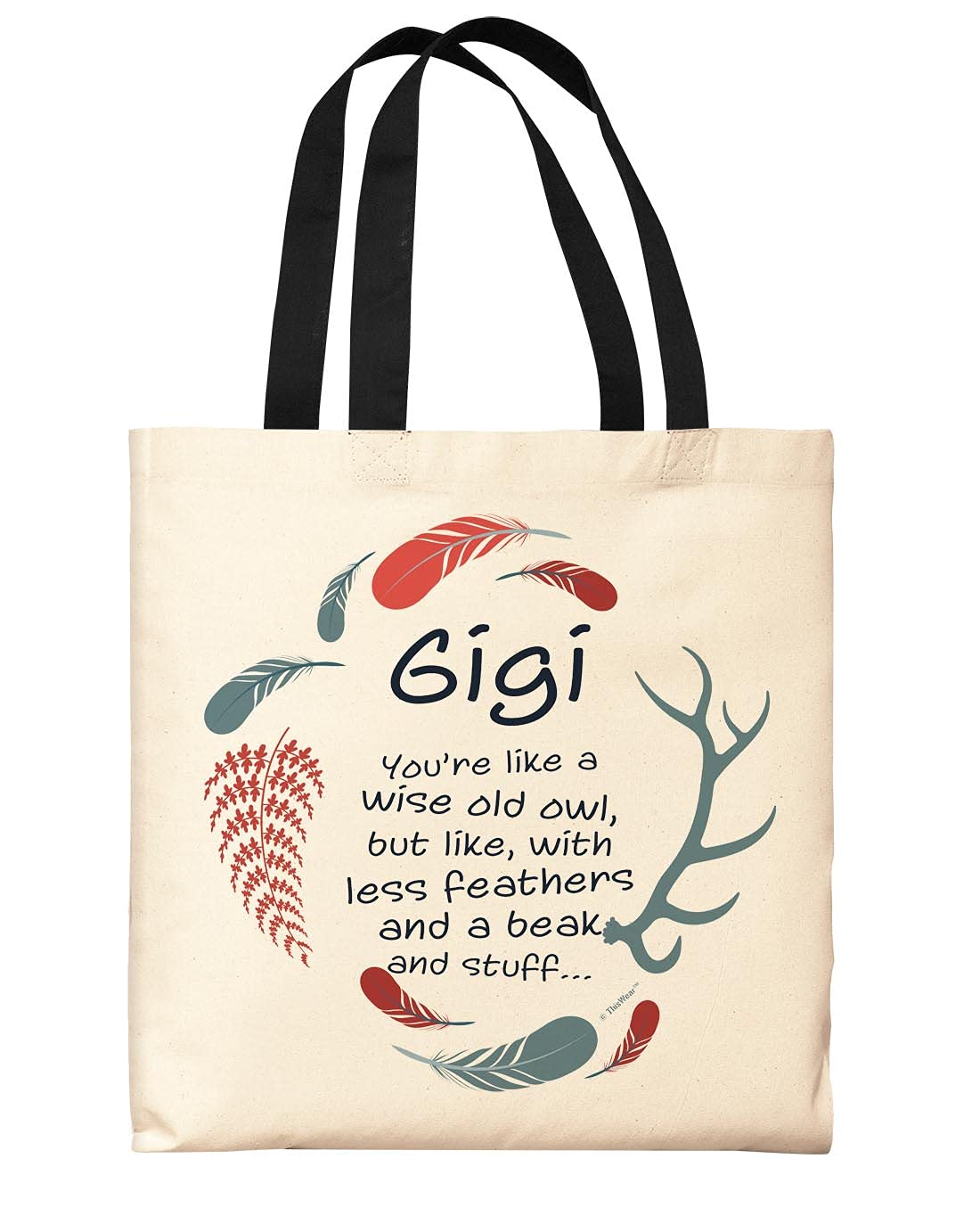 Gigi Like A Wise Old Owl Canvas Tote Bag - Minimalist Owl Design Eco-Friendly Reusable Shopping Bag for Groceries, Books & Beach