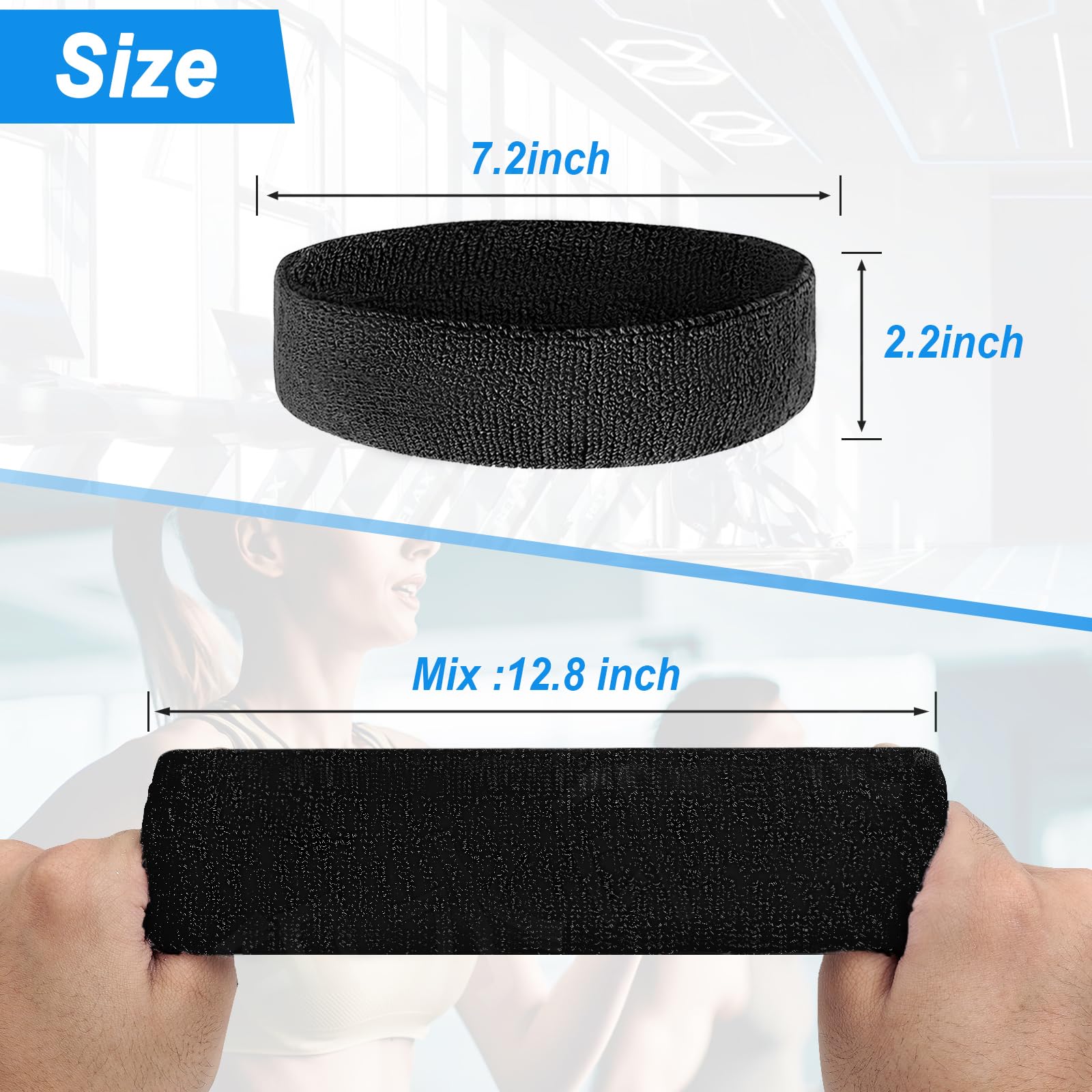 Moisture Wicking Sweatbands for Men & Women - Sport Headbands for Running, Tennis, Basketball, Yoga & Workout - Stay Dry During Exercise & Fitness Activities