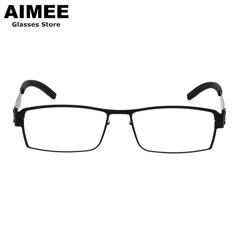 Aimee Unisex Full Rim Square Screwless Steel Eyeglasses Frame 1180 - Lightweight Durable Glasses for Men & Women - Perfect for Reading, Work, and Everyday Use