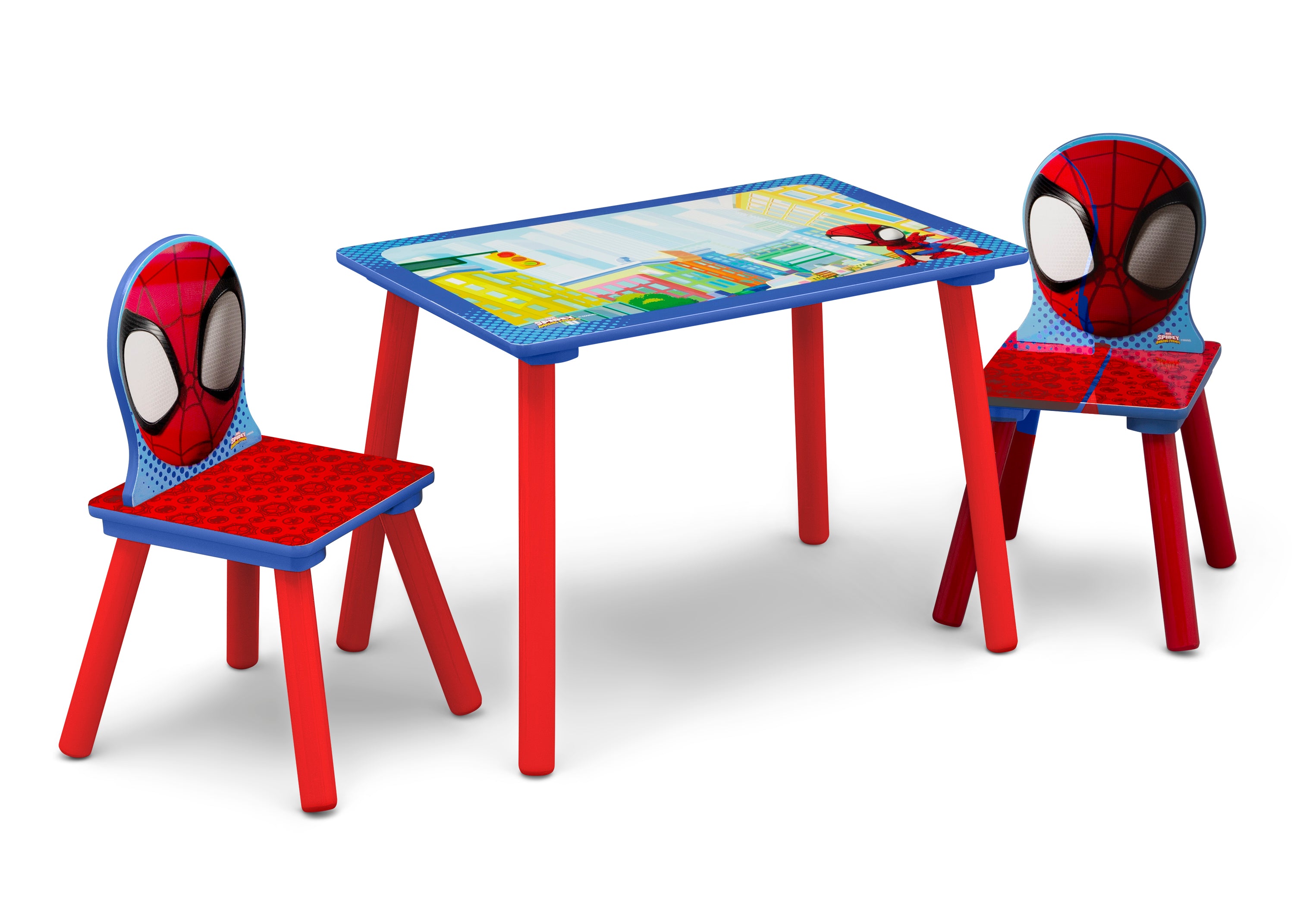 Spidey and His Amazing Friends 4-Piece Toddler Playroom Set with Play Table & 6-Bin Toy Organizer | Kids' Room Decor & Toy Storage Solution for Preschool Playtime