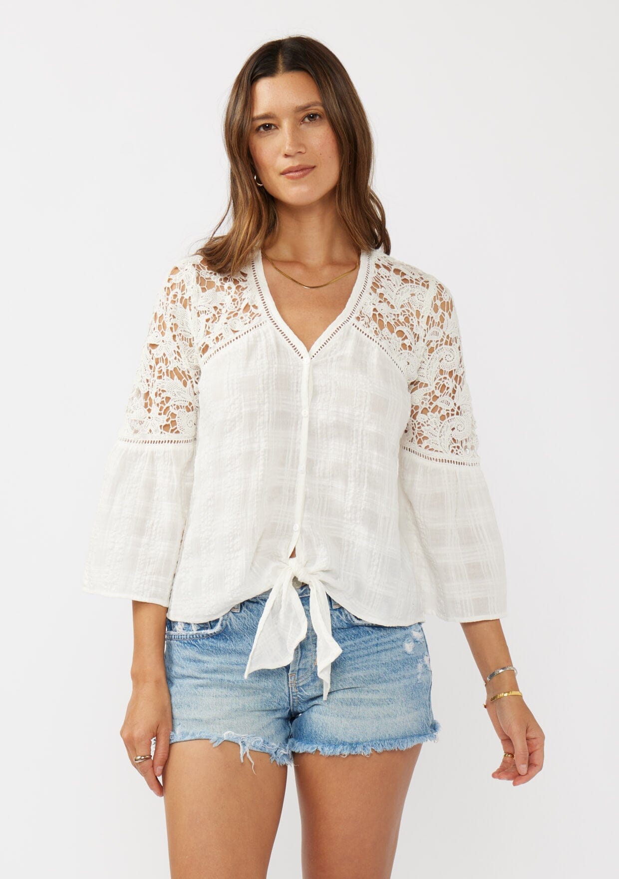 Breezy Bay Women's Tie Front Blouse - Flowy Summer Tops for Casual Outings & Beach Vacations