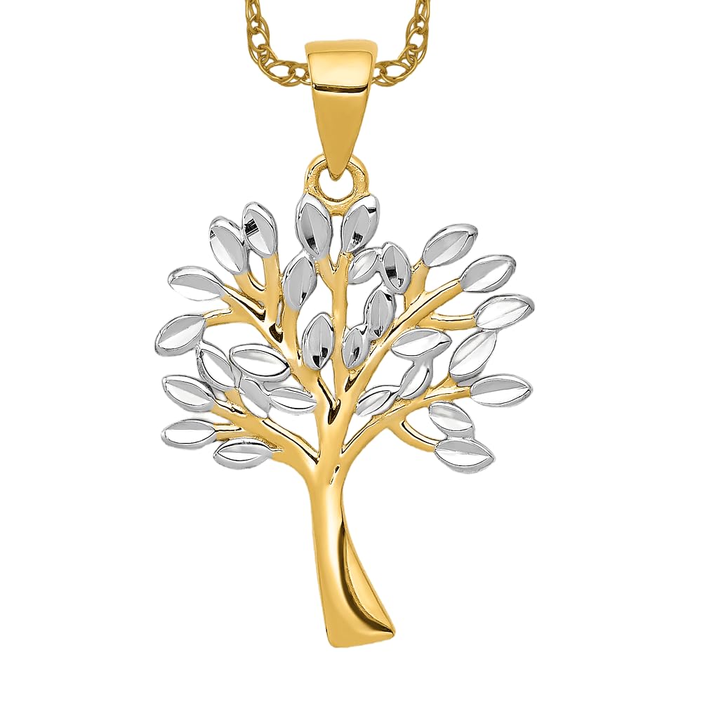 14K Solid Yellow Gold Tree of Life Necklace for Women - Elegant Pendant Charm with Chain - Perfect for Gifts, Anniversaries & Spiritual Jewelry Lovers