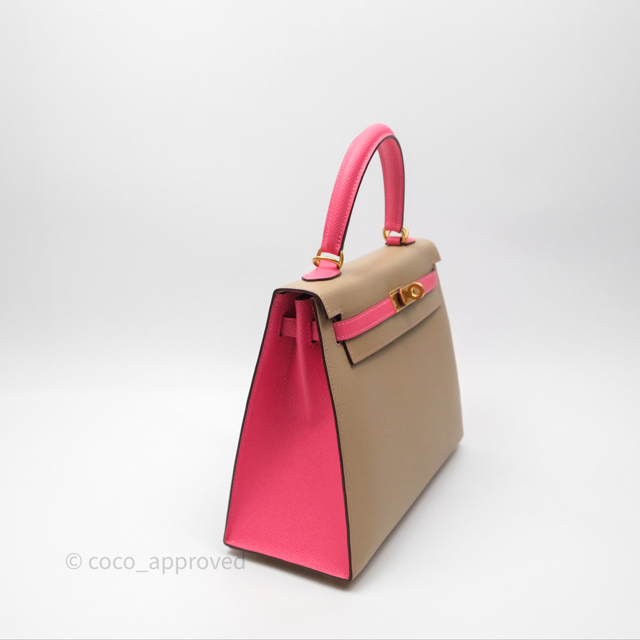 Authentic Hermès Kelly 25 Sellier Bag - Epsom Leather in Beige/Pink with Gold Hardware | Luxury Handbag for Women | Perfect for Work, Parties & Special Occasions