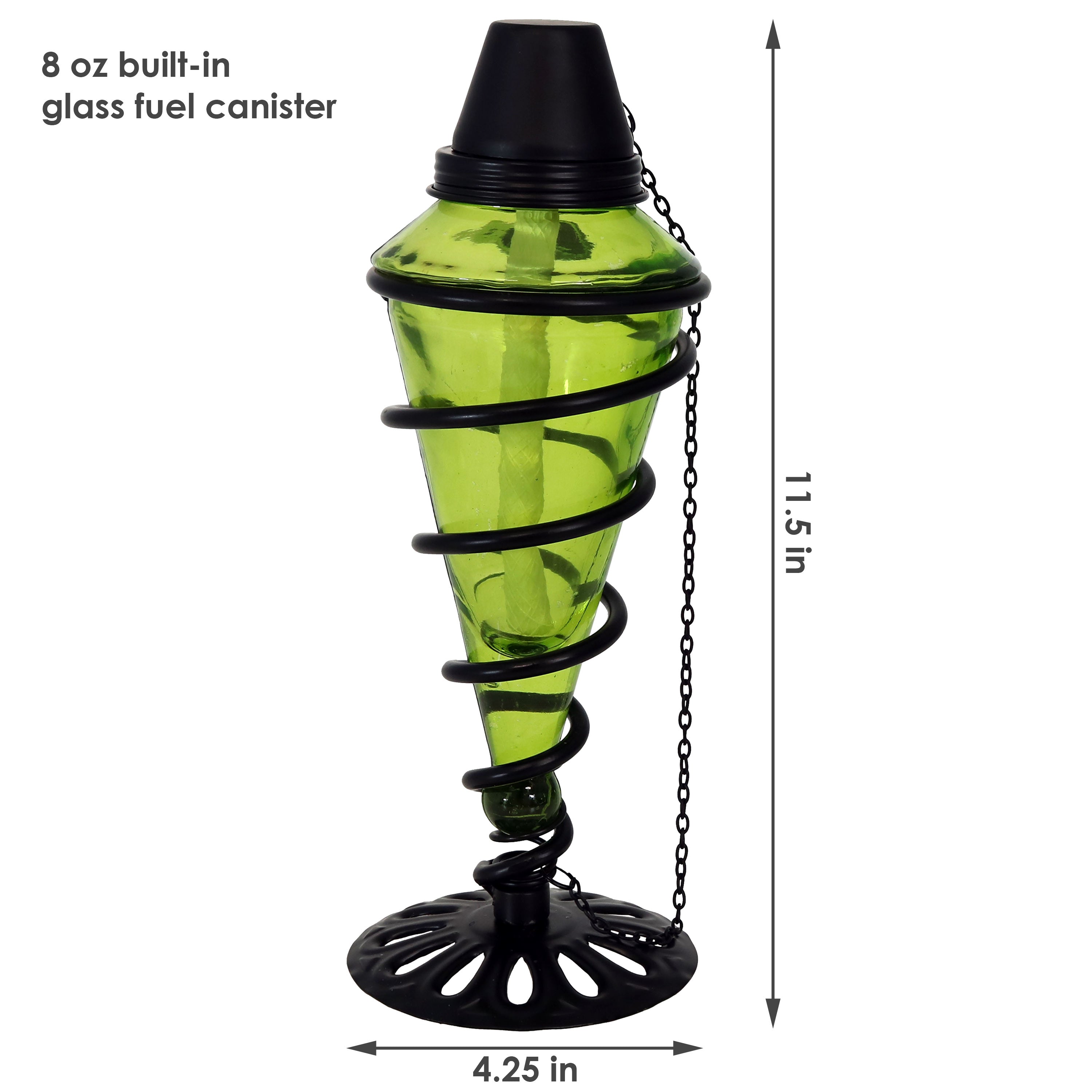 Sunnydaze Swirling Metal & Glass Outdoor Tabletop Torches - Decorative Patio Lighting for Garden, Poolside, and Backyard Ambiance