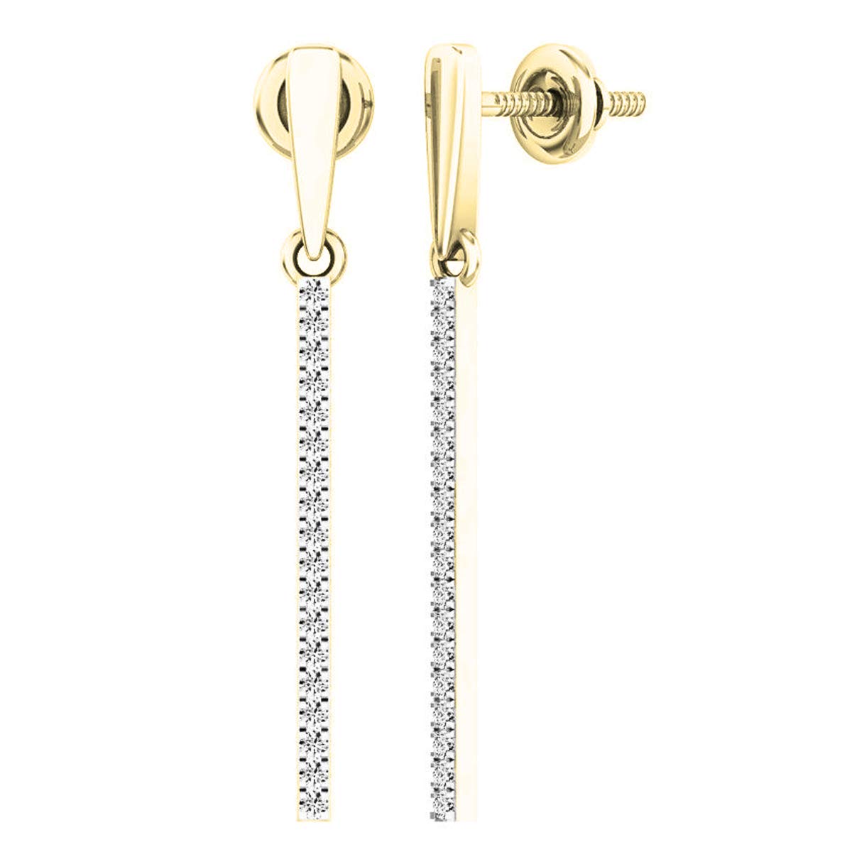 0.20 Cttw 14K Solid Yellow Gold Round White Diamond Linear Bar Drop Earrings for Women - Elegant Dazzlingrock Collection | Perfect for Weddings, Parties & Special Occasions