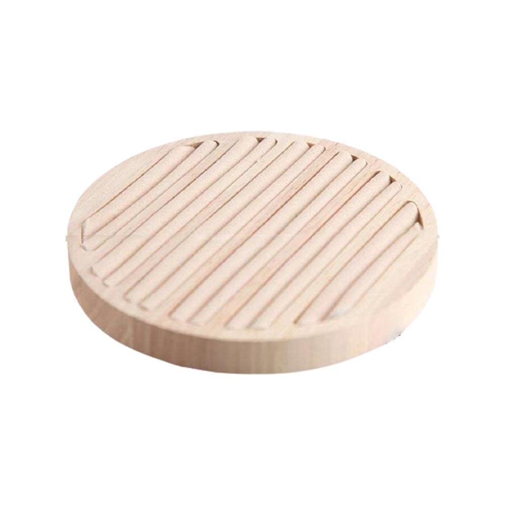 Portable Round Flat Wooden Jewelry Box - Ring Display Tray & Organizer for Wedding, Party, Travel - Perfect Gift Box for Necklaces, Earrings & Accessories Storage
