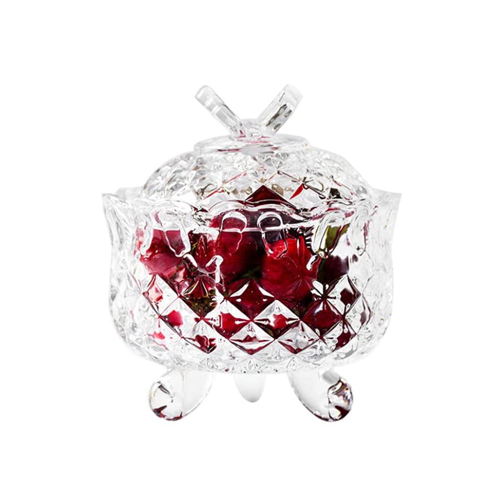 Glass Candy Jar with Lid - Clear Crystal Candy Dish, Footed Jewelry Box & Decorative Bowl for Wedding, Home, Kitchen Storage | Perfect for Candy Buffets, Party Decor & Gift Packaging