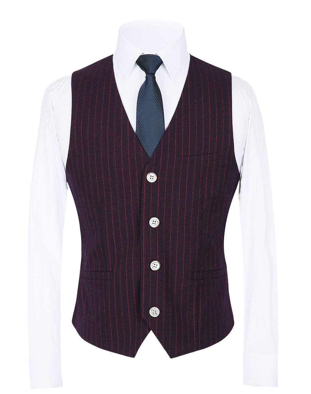 Men's Slim Fit Stripe 3-Piece Suit Set - Single Button Jacket, Vest & Dress Pants for Wedding, Business & Formal Occasions | Perfect for Grooms, Prom & Office Wear