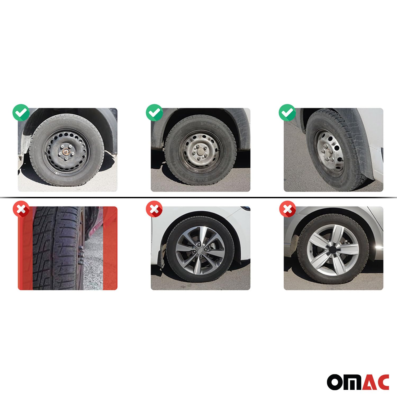 OMAC 15 Inch Matt Black with Dark Blue Hub Caps - Set of 4 Premium Snap-On Wheel Covers | Durable Car Rim Accessories for Replacement & Style Upgrade | Perfect for Sedans, SUVs and Trucks