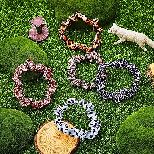 FAMEZA 16-Piece Leopard Print Silk Hair Scrunchies - Soft Ponytail Holders, Hair Bands & Elastics for Women & Girls - Perfect for Work, Gym, Parties & Everyday Use