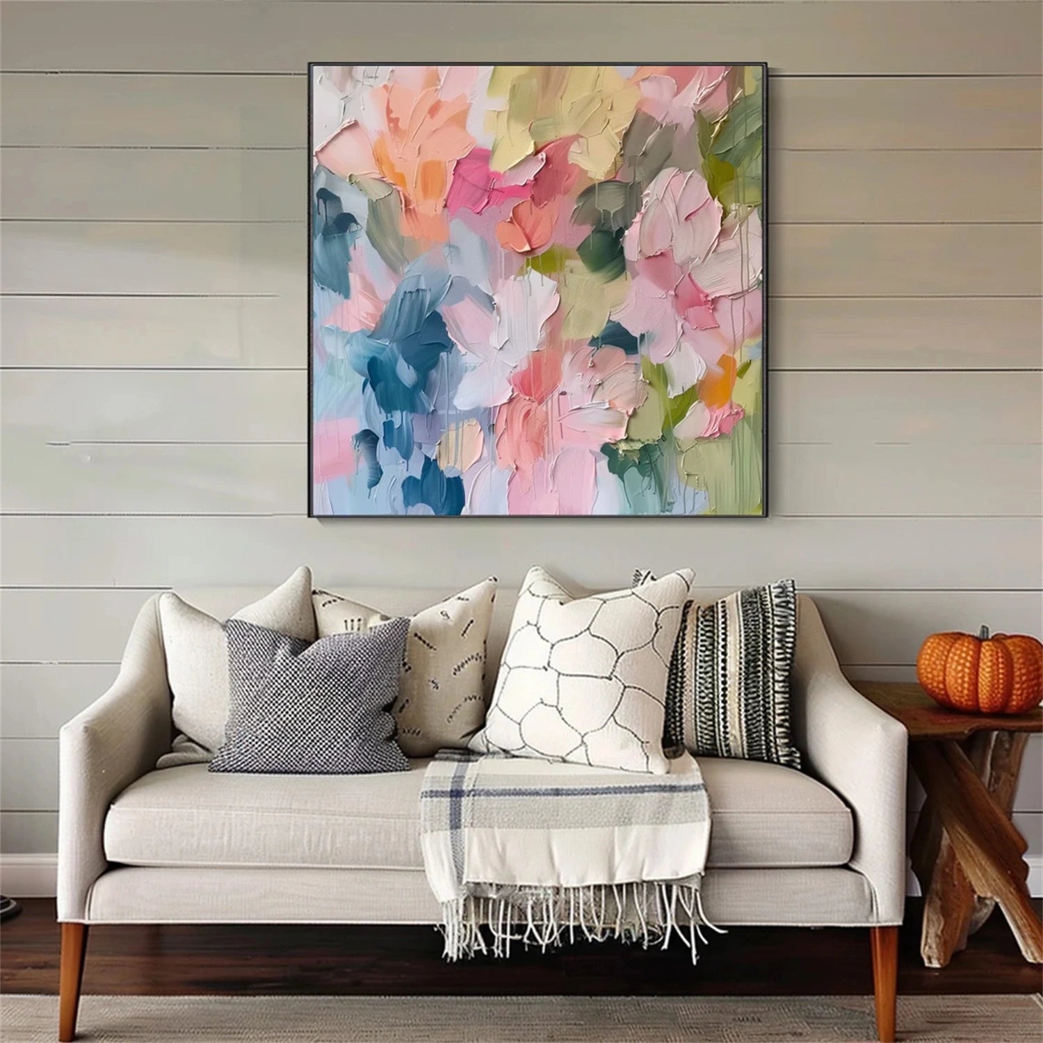 Beautiful Flower and Tree Painting #FT098 - Handmade Canvas Art for Home Decor, Living Room, Bedroom & Office Wall