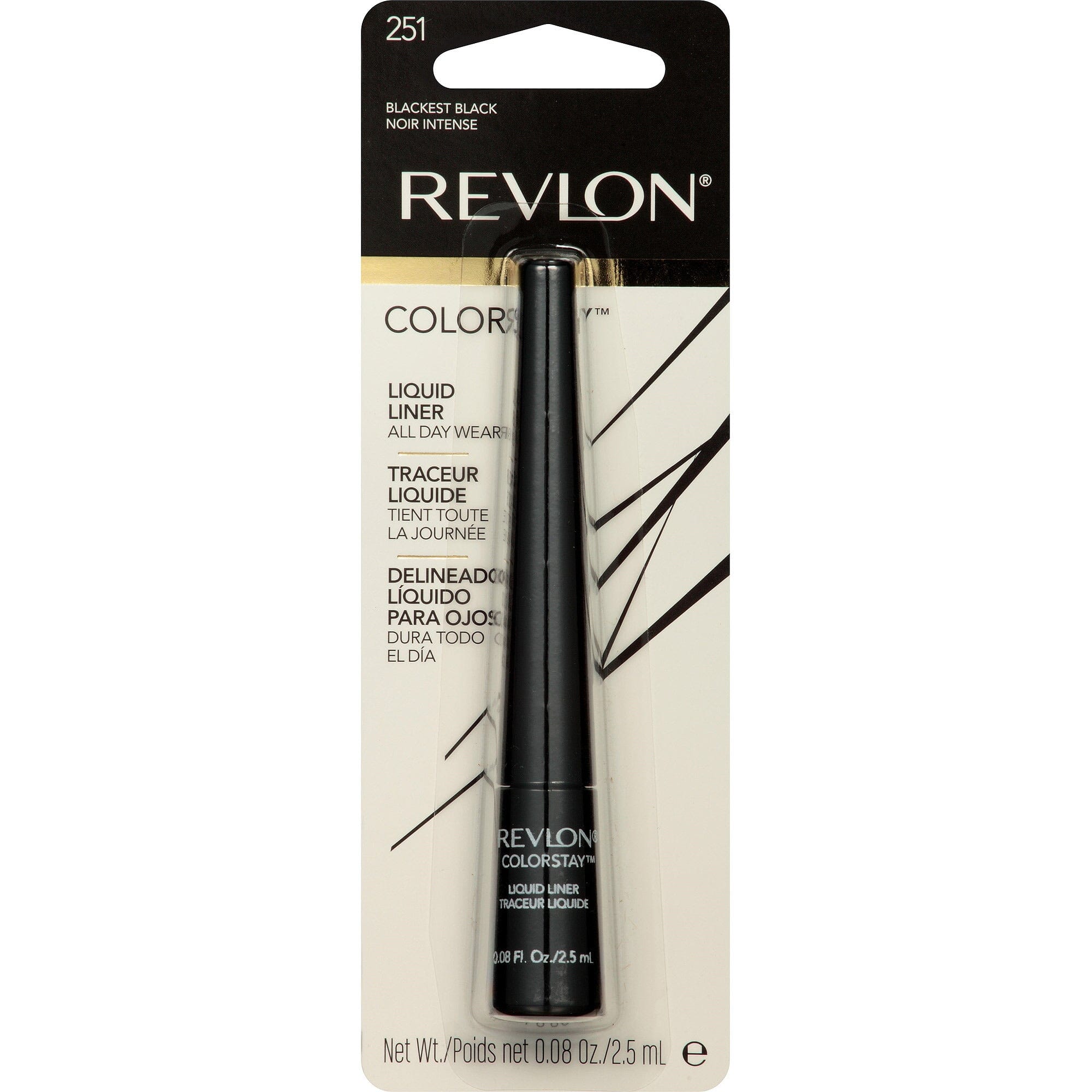 Revlon ColorStay Liquid Eyeliner - Long Lasting Waterproof Eye Liner in Black (251) 2.5ml - Perfect for Day & Night Makeup Looks