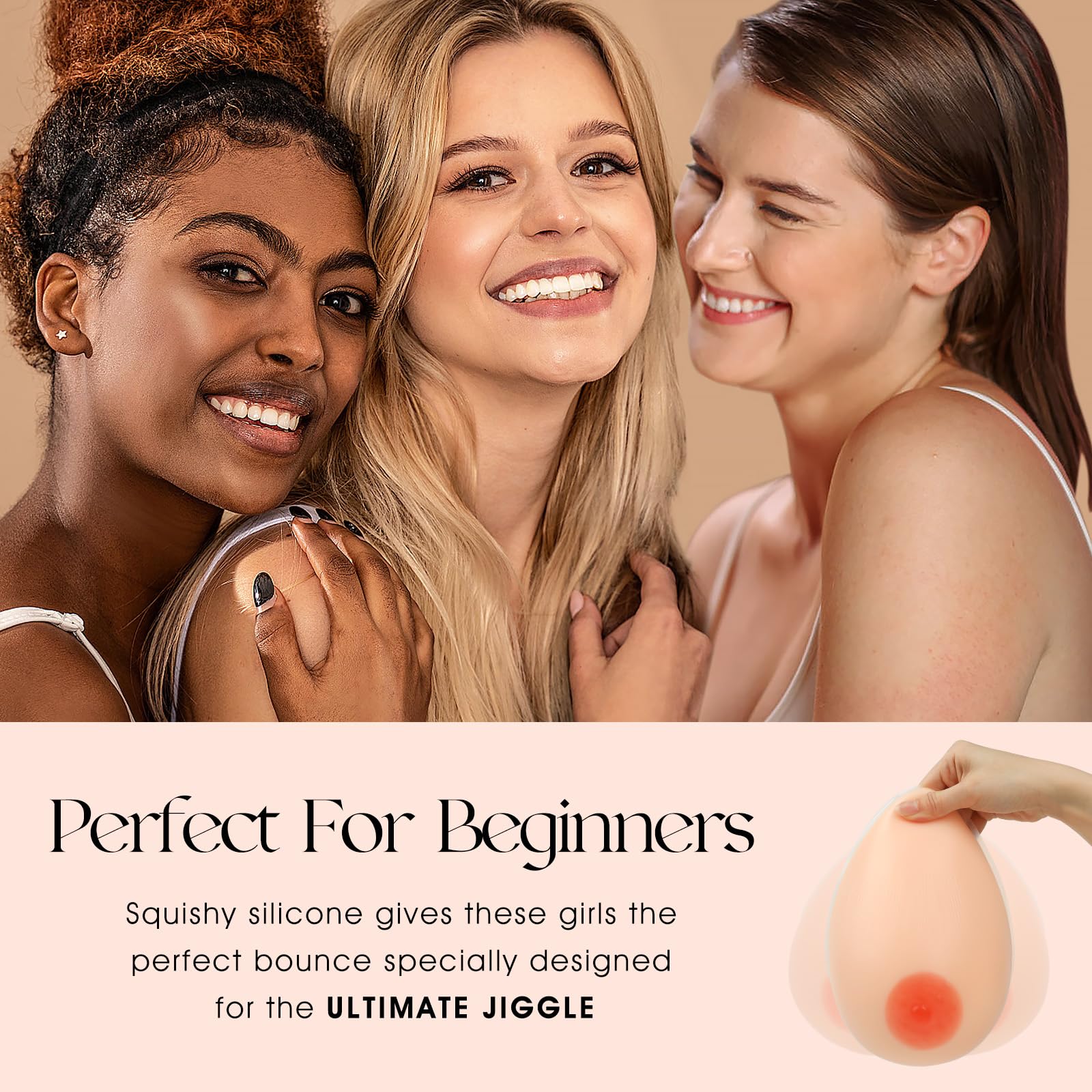 Vollence Silicone Breast Forms - Natural Looking Fake Boobs for Mastectomy, Transgender Women & Crossdressers - Comfortable Prosthesis for Daily Wear, Swimwear & Special Occasions