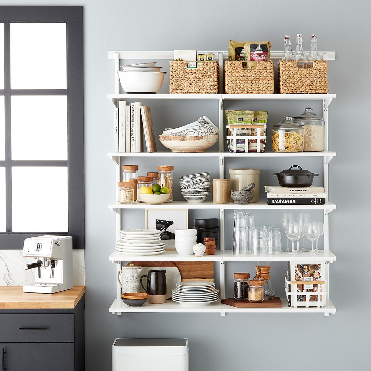 Elfa Kitchen Click-In Melamine Shelf Storage - Durable Organizer for Pantry, Cabinets & Closet - Perfect for Home & Office Organization