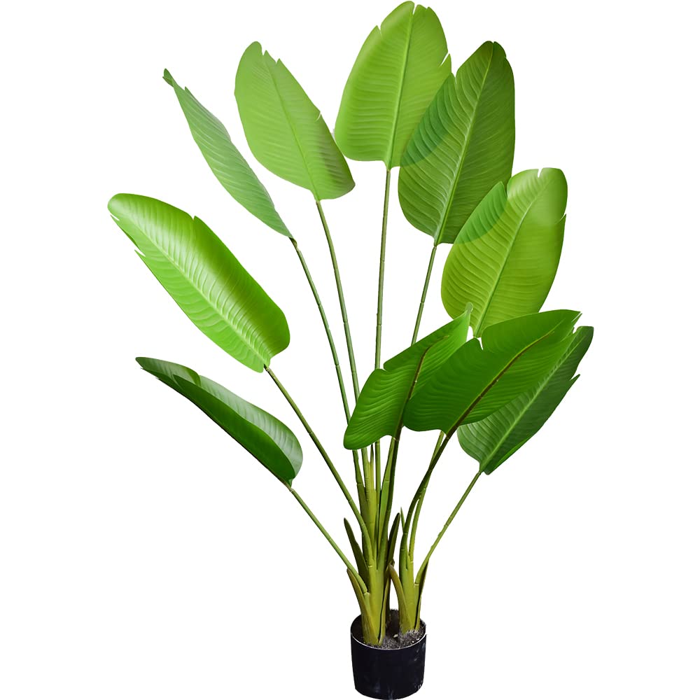 VIGGDA 5ft Artificial Bird of Paradise Plant - Realistic Fake Tropical Palm Tree with 10 Leaves, Faux Potted Plant for Indoor & Outdoor Decor - Perfect for Home, Office, Garden, Housewarming Gift - Adds Tropical Vibes to Living Room, Patio or Balcony