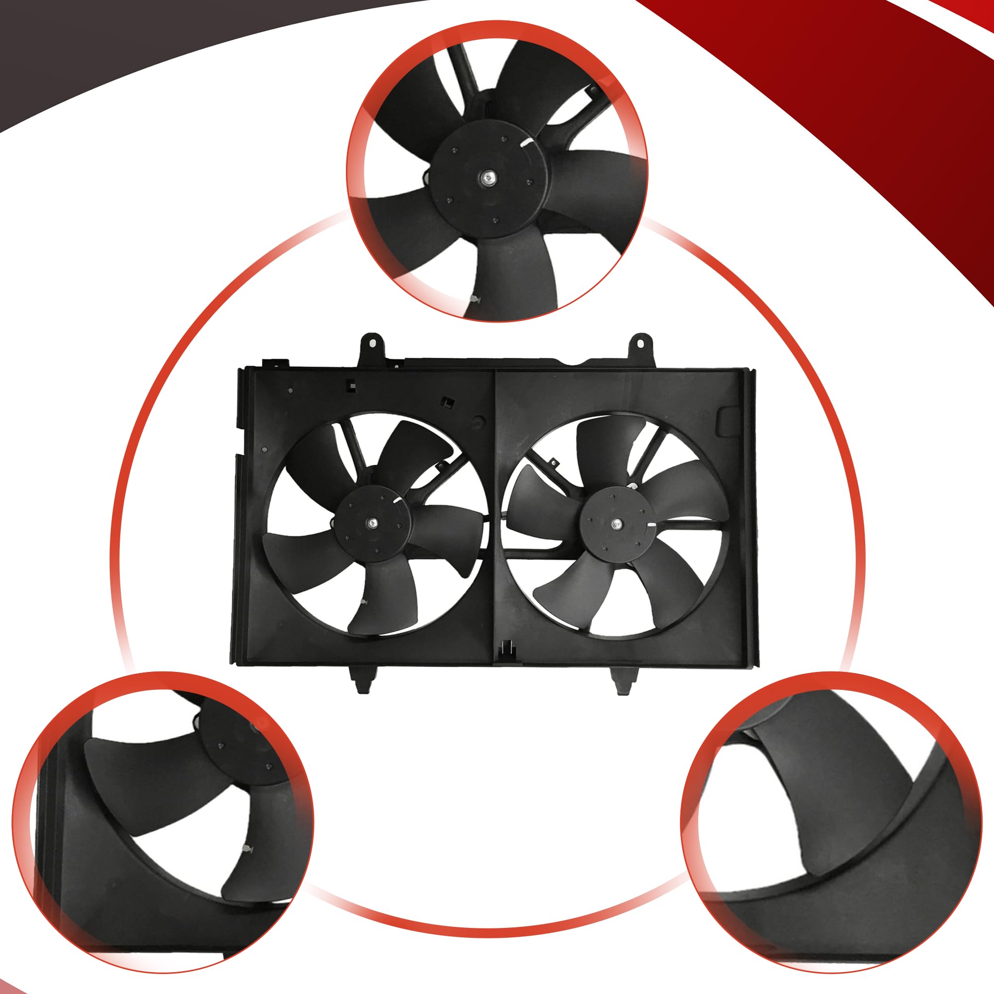 PartsFlow Engine Radiator Cooling Fan Assembly Compatible with 2003-2007 Nissan Murano 620-412 - Replacement Cooling System Part for Improved Engine Performance & Overheating Prevention