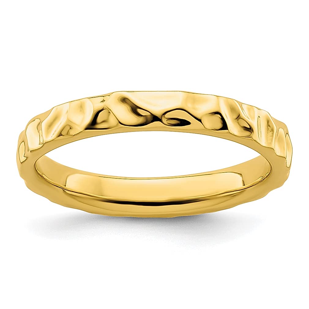 925 Sterling Silver Gold Plated Stackable Ring Set for Women - Textured Minimalist Jewelry - Perfect Gift for Her, Anniversary, Birthday & Everyday Wear