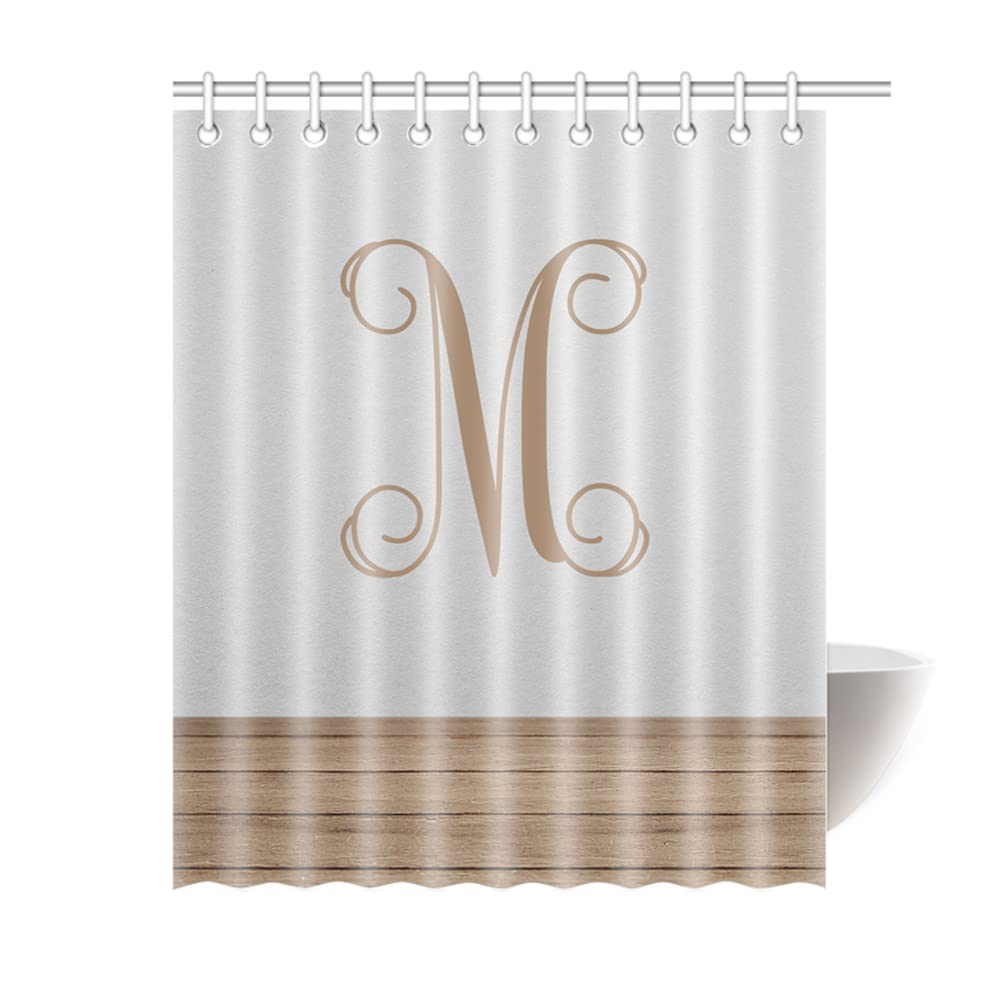 Custom Monogrammed Shower Curtain with Initials - Personalized Name Bathroom Decor, Simple Design Shower Curtain Set with Plastic C-Rings - Perfect for Home, Apartment & Dorm Bathroom Decor