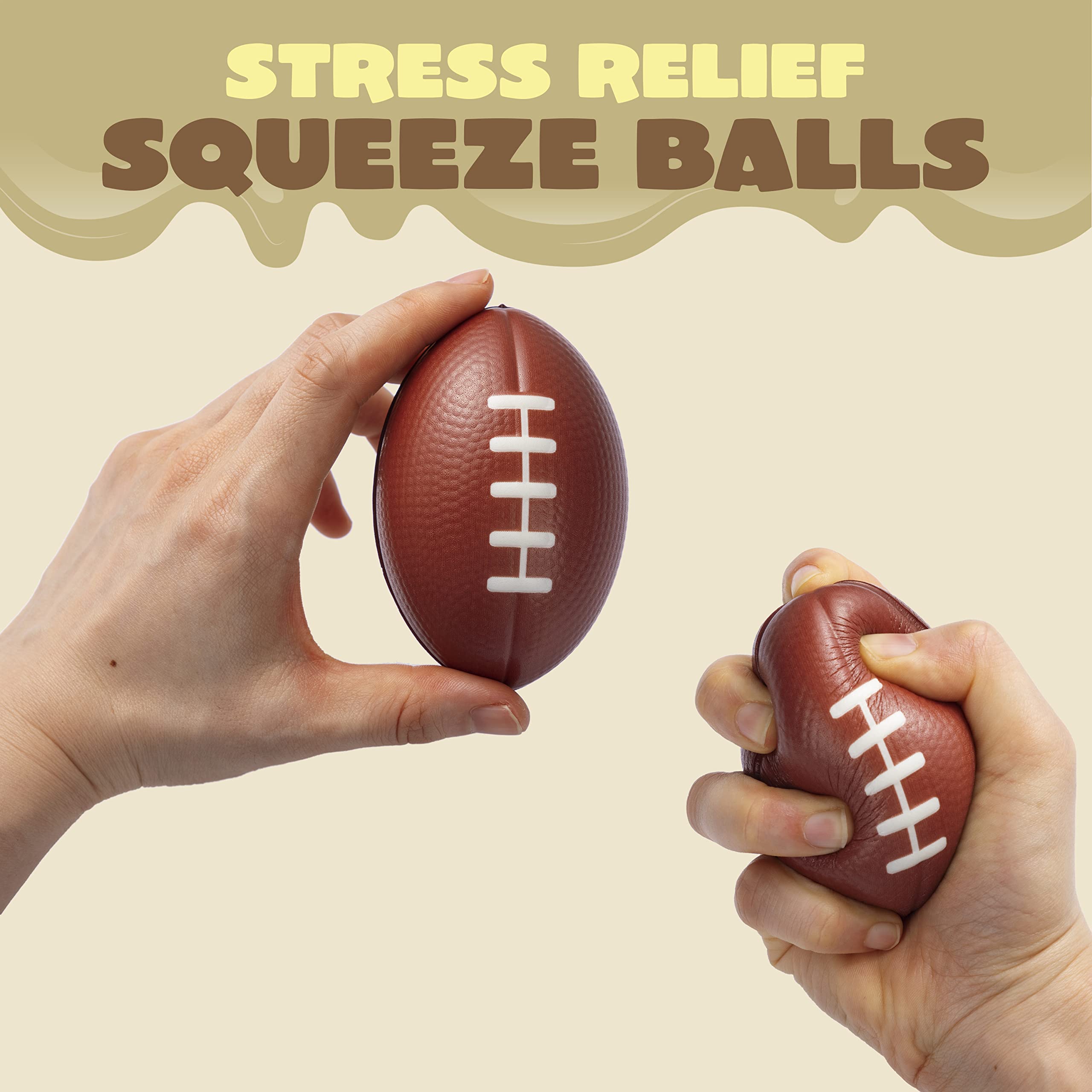 JOYIN 16 Pack 3.25 Inch Mini Football Foam Stress Balls for Kids - Squeeze Toys, Anxiety Relief & Relaxation - Perfect for Birthday Parties, Super Bowl Events, Classroom Prizes & Office Stress Relief