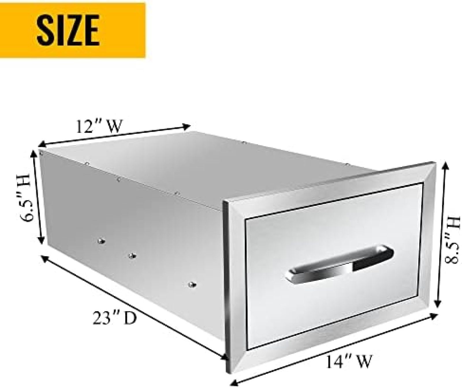 Stainless Steel Double Drawers for Outdoor Kitchen - 14W x 23D x 8.5H Horizontal BBQ Accessory Drawers - Perfect for Grilling Stations & BBQ Islands - Durable Outdoor Cooking Storage Solution