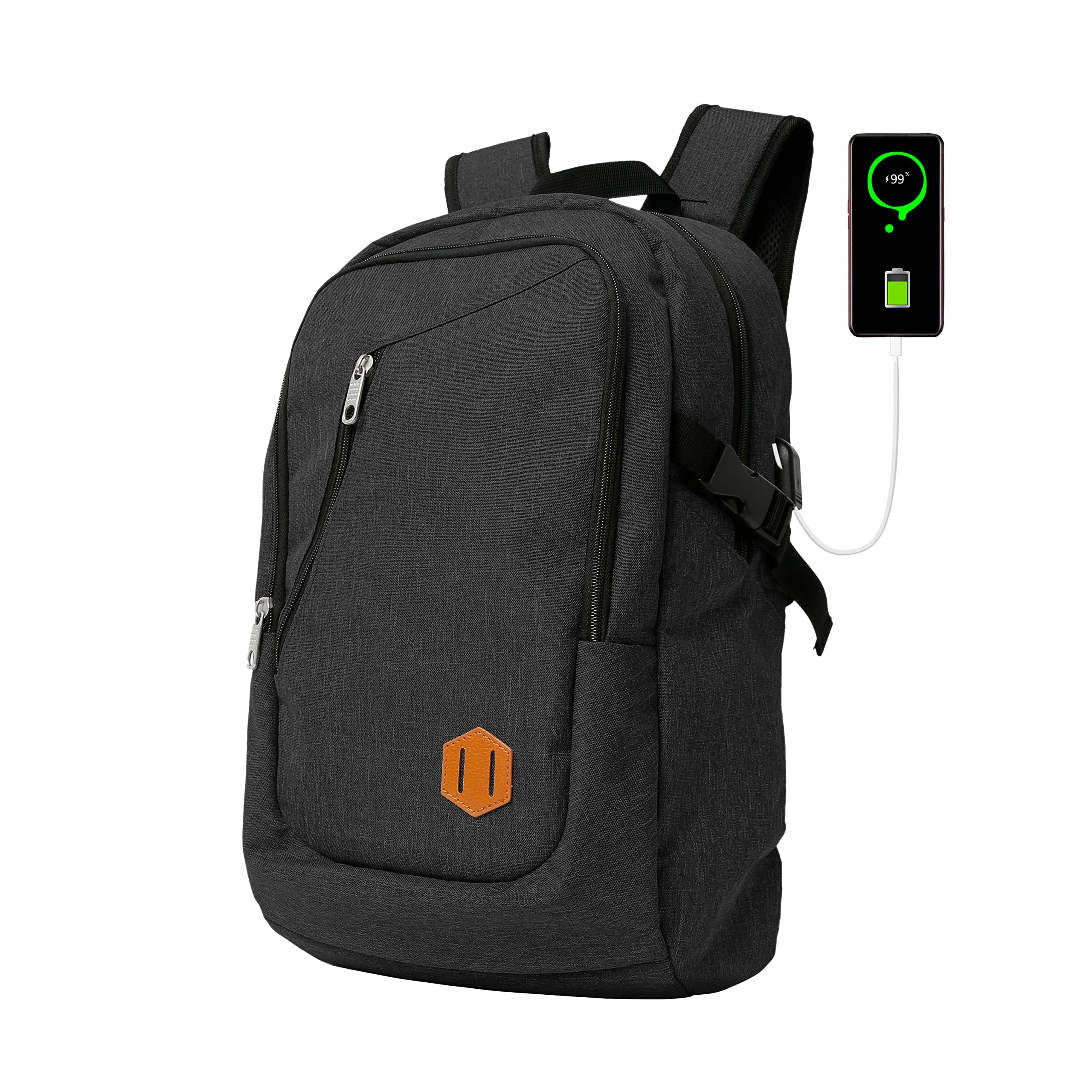 Cango Signature Travel Laptop Backpack with USB Charging Port - Fits 17.3 Inch Laptop - Durable Lightweight Water Resistant Backpack for College, Business & Office - Perfect for Commuting, Work Travel & Daily Use
