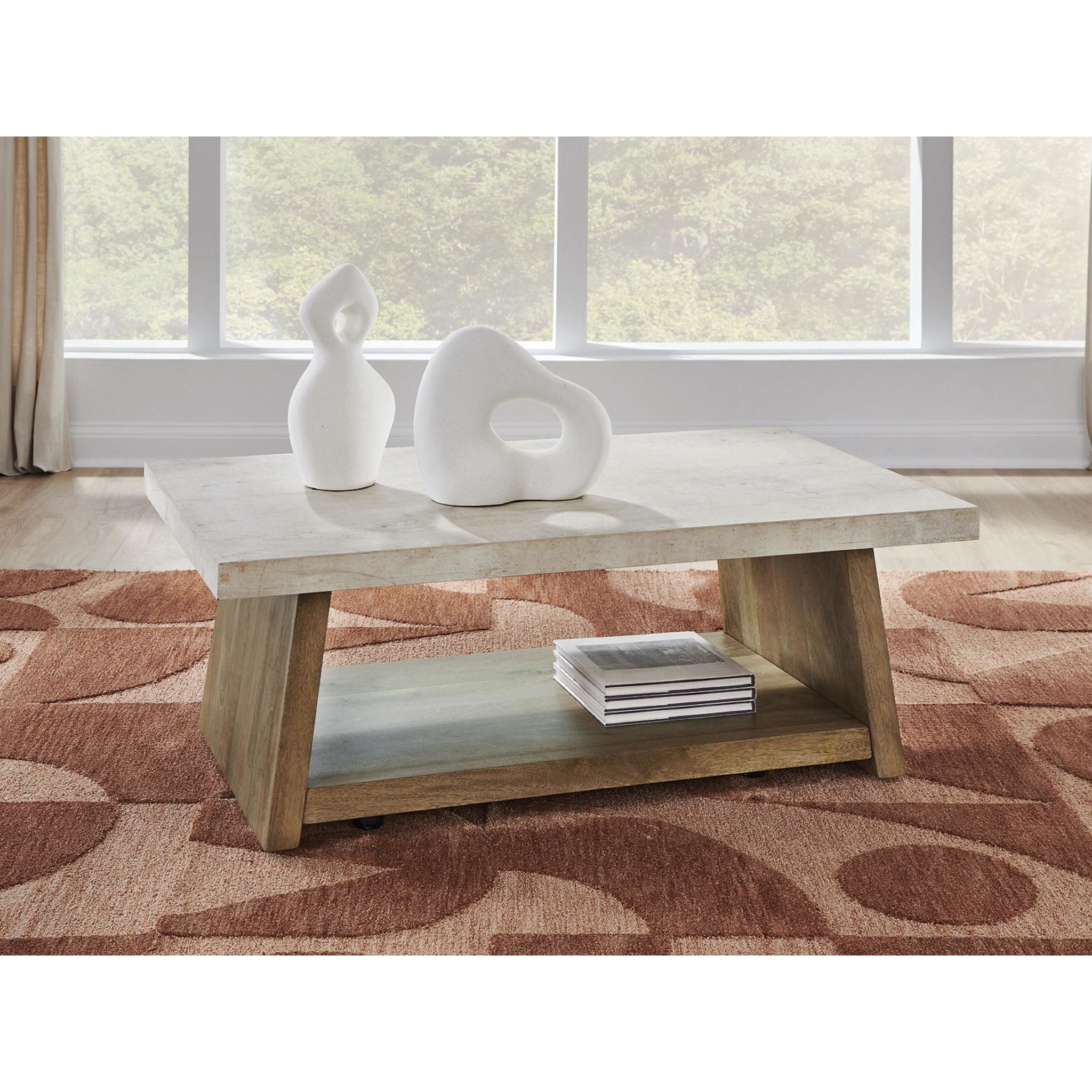 Brendalhouse Light Brown Coffee Table - Modern Living Room Furniture for Home Decor & Relaxation
