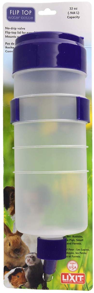 Lixit Quick Lock Flip Top Water Bottle with Valve - 32oz (Pack of 12) | Durable Pet Water Dispenser for Dogs, Cats, Small Animals | Perfect for Cages, Kennels, Travel & Outdoor Use