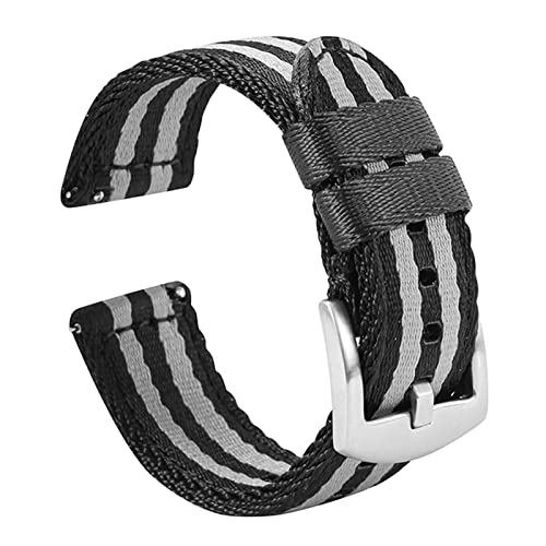 Striped Black Grey & Silver Buckle