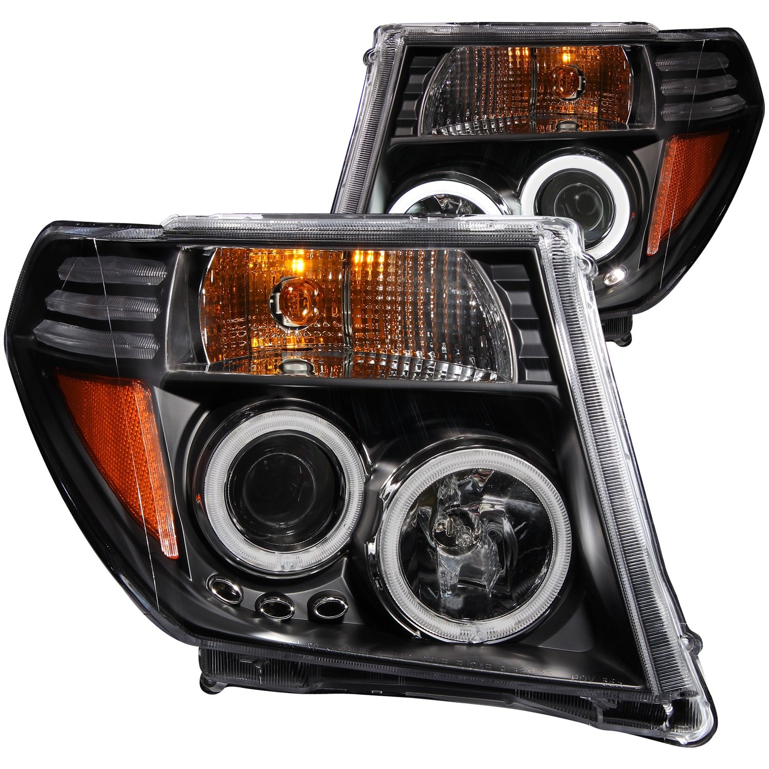 Anzo USA 111111 Nissan Black Clear Projector Headlight Assembly with Amber LED - Pair for Improved Night Visibility & Style Upgrade - Perfect for Nissan Models, Off-Roading & Night Driving