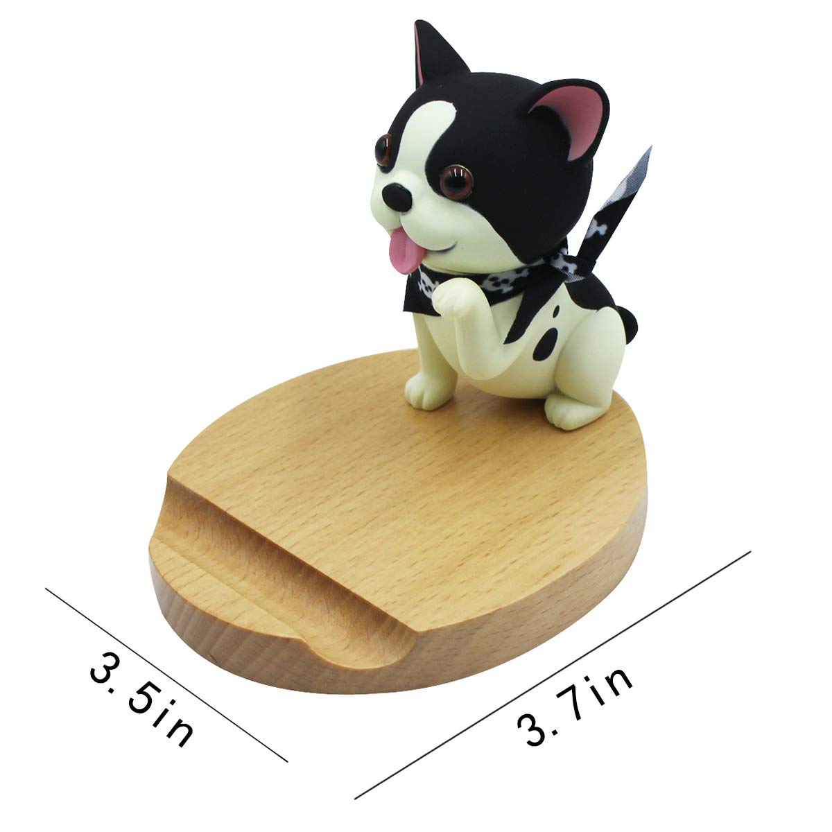 Wooden Dog Phone Stand - Cute Animal Cell Phone Holder for Desk, Smartphone & Mobile Device Organizer - Perfect for Home Office, Bedside, or Gift