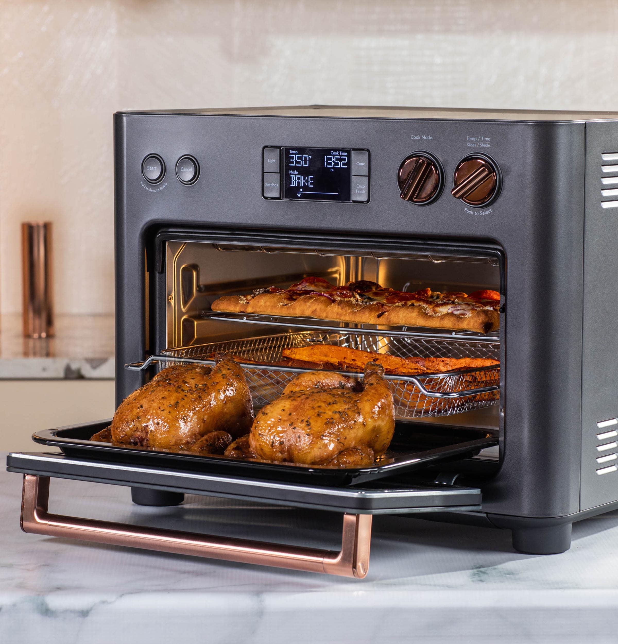 Café Couture Smart Oven with 14 Cooking Modes - Air Fryer, Bake, Broil, Roast, Toast & Pizza Maker | WiFi & Voice Control Enabled | Compact Countertop Appliance in Matte Black | Perfect for Small Kitchens, Apartments & Air Frying Healthy Meals