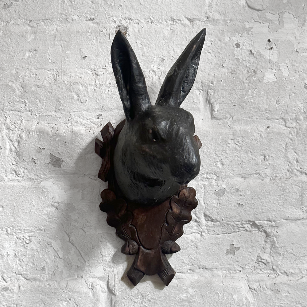 Handmade Black Forest Wood Carved Rabbit Head Figurine (B52) - Perfect for Home Decor, Gift Giving, and Collectibles
