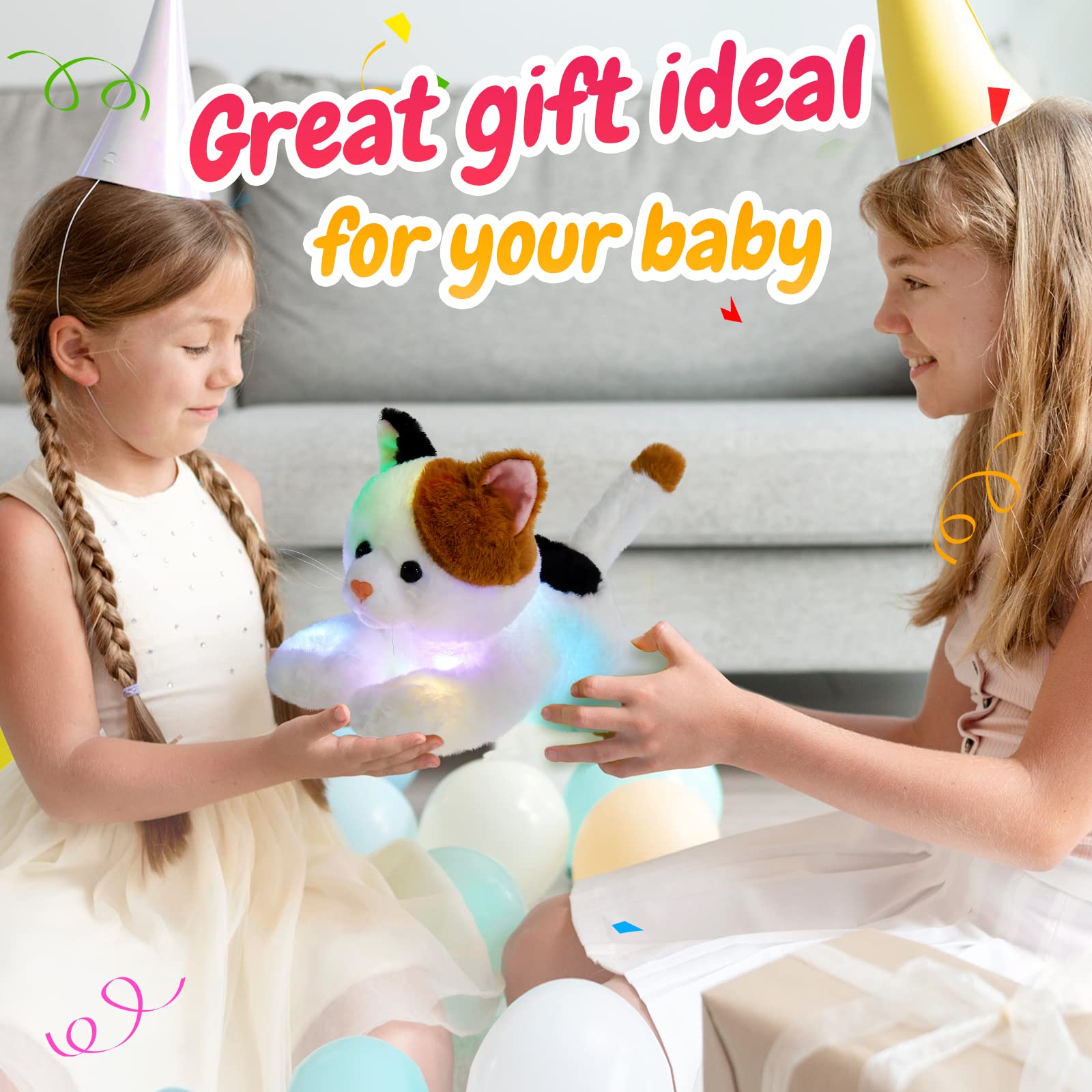 Glow Guards LED Light Up Calico Cat Stuffed Animal - 15