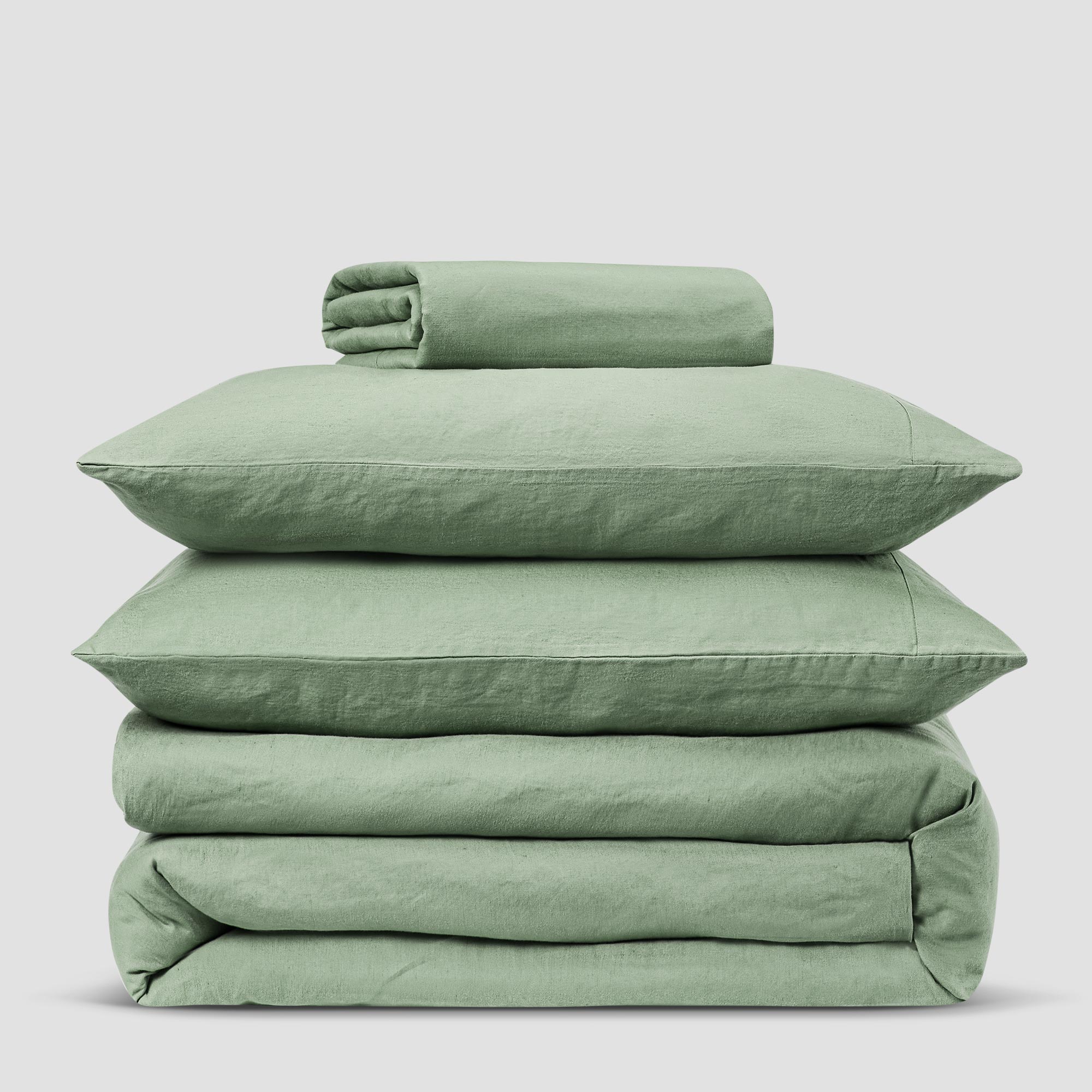 Premium 100% Linen Flat Sheet - Sage Green Color - Breathable & Soft Bedding for Comfortable Sleep - Perfect for Master Bedroom, Guest Room & Vacation Homes