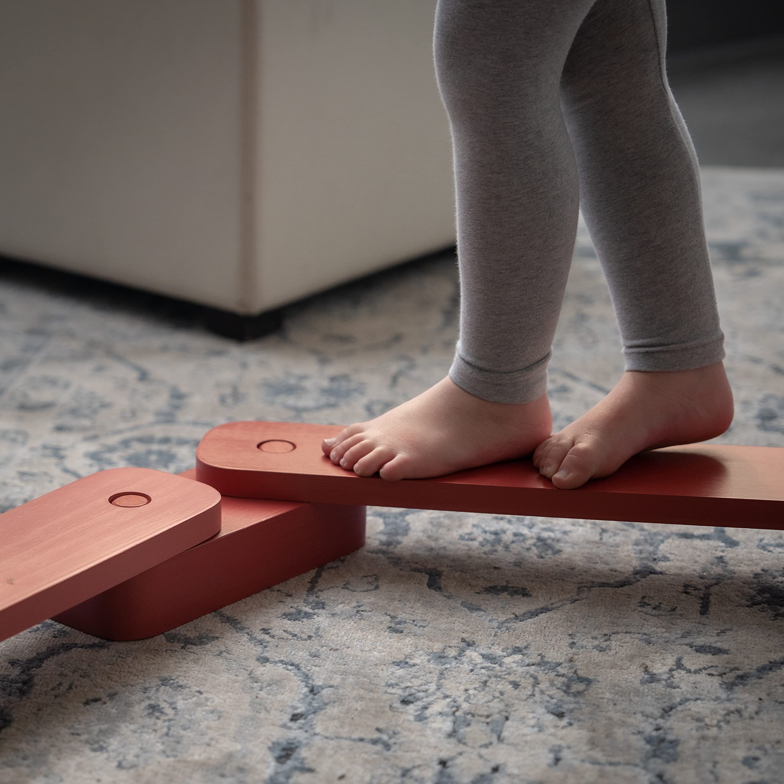 JumpOff Jo Wooden Balance Beam Set for Kids - 12-Piece Montessori Toy to Improve Coordination & Motor Skills - Indoor & Outdoor Play Equipment for Toddlers (Desert Rose Pink) - Perfect for Backyard Play, Preschool Activities & Birthday Gifts