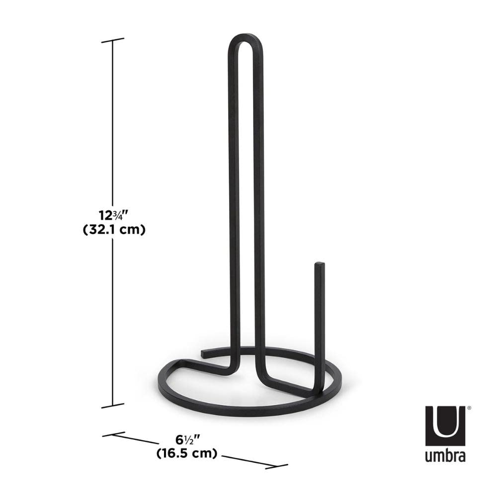 Umbra Squire Metal Paper Towel Holder Stand - Stylish Kitchen & Bathroom Countertop Dispenser in Black | Perfect for Home, Office & Restaurant Use