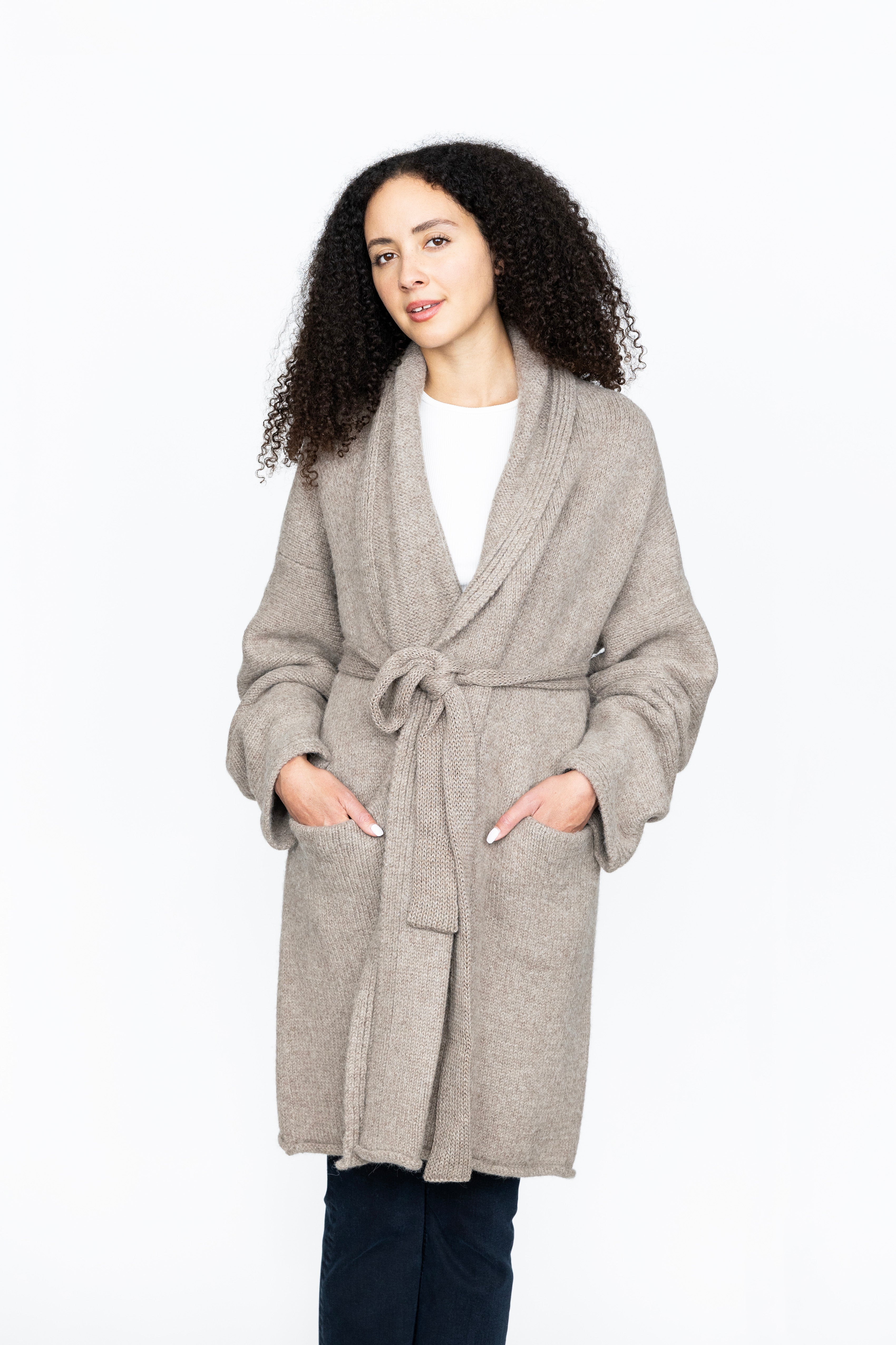 Jones Women's Sweater Coat - Soft Knit Cardigan in Mushroom Color - Perfect for Fall & Winter Layering, Office Wear & Casual Outfits