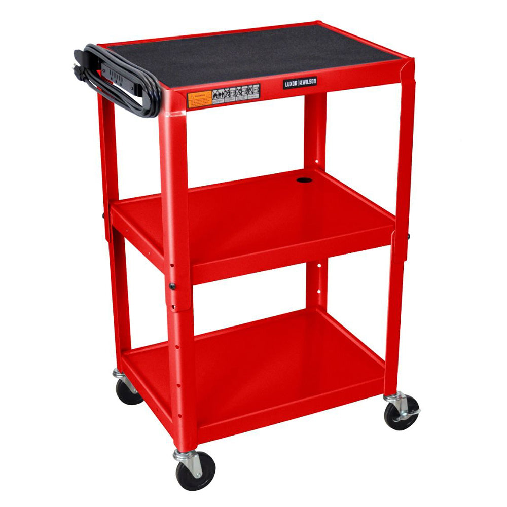 Adjustable Height Steel Utility Cart with Wheels - Heavy Duty Rolling Kitchen Cart for Home, Office, Garage Storage & Organization - Perfect for Moving Supplies, Groceries, and Workshop Tools