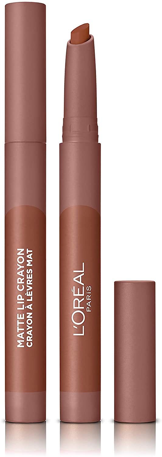L'Oréal Paris Matte Lip Crayon - 104 Smart Cookie Nude Lipstick | Long-Lasting, Moisturizing Matte Finish | Perfect for Everyday Wear & Special Occasions