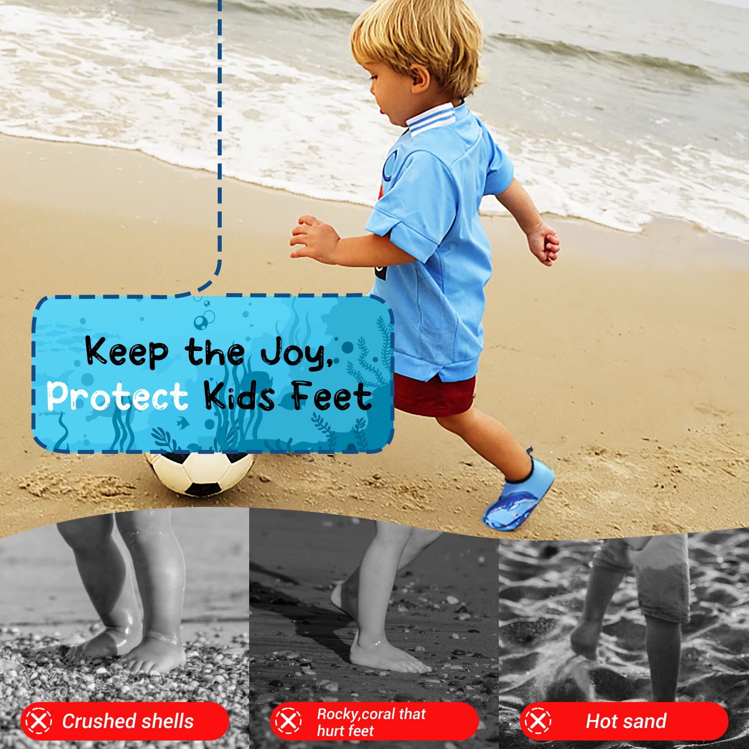 **Non-Slip Quick-Dry Kids Swim Water Shoes for Boys & Girls – Toddler Beach Aqua Socks for Outdoor Sports, Swimming & Water Play**    *(Perfect for Beach Trips, Pool Parties, Water Parks & Summer Adventures)*