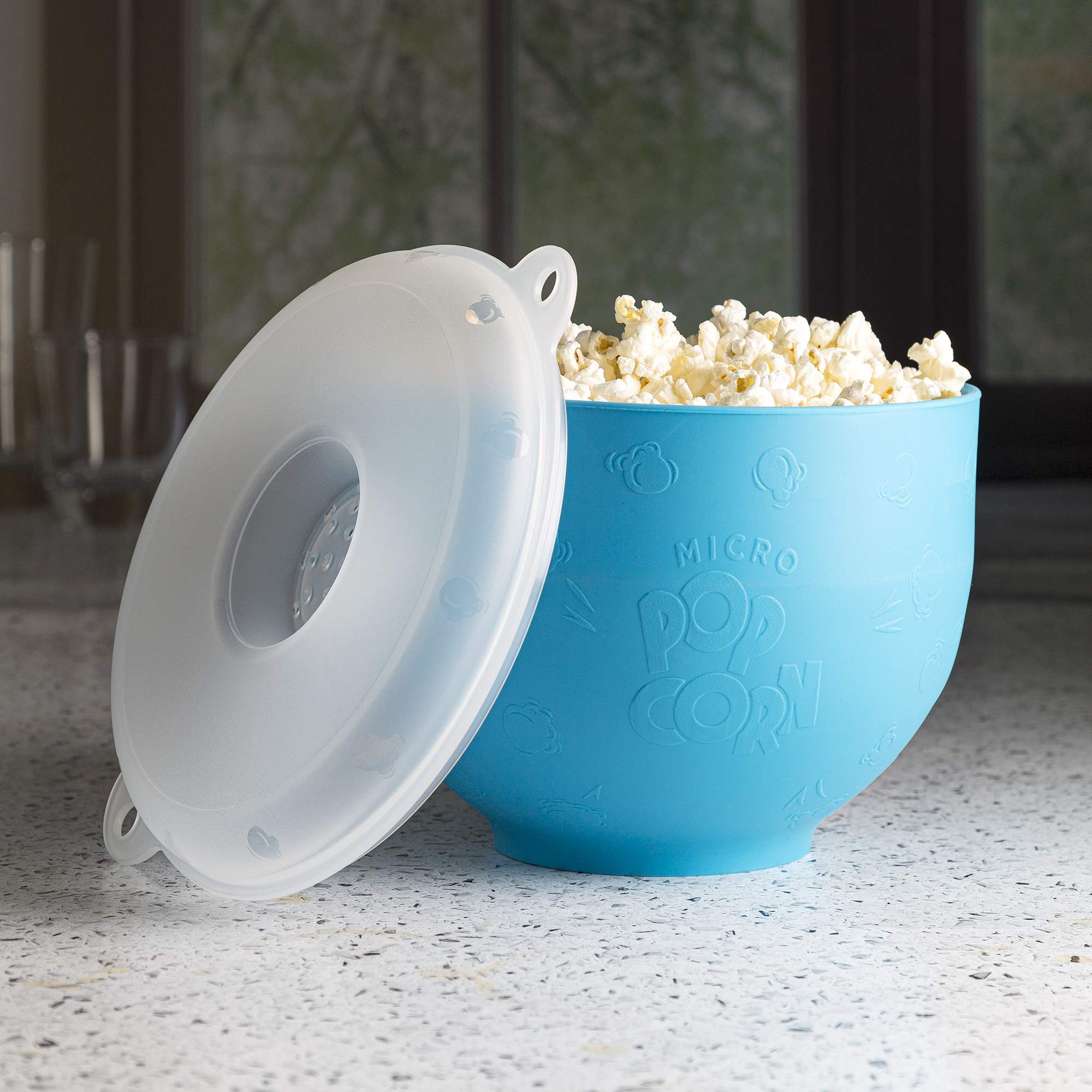 Goodful Collapsible Silicone Popcorn Popper - BPA-Free Microwave Popcorn Maker Bowl (Blue) - Perfect for Movie Nights, Snack Time & Healthy Air-Popped Popcorn at Home