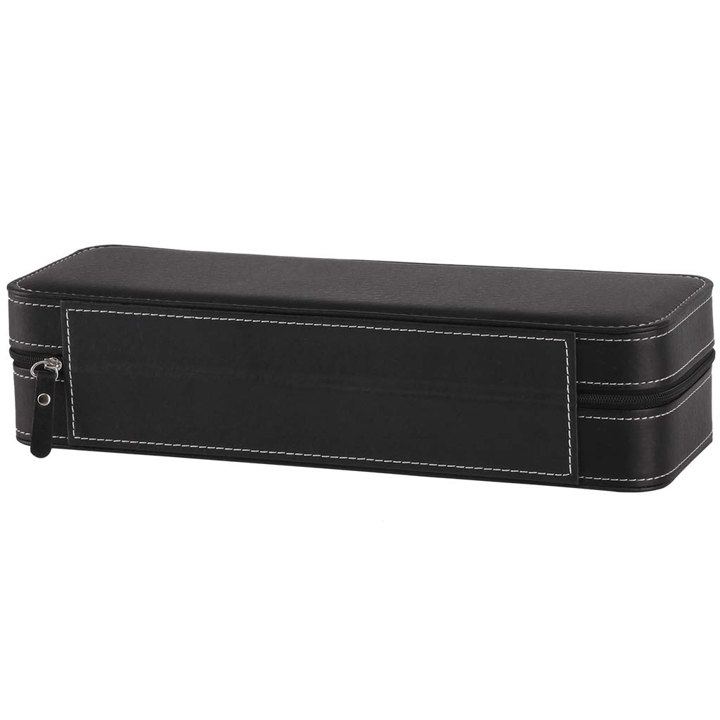 ACO&BEBE 6-Grid Watch Organizer Box with Zippered Closure - Compact Travel Jewelry Case for Watches & Accessories (Black) - Perfect for Business Trips & Vacation Storage