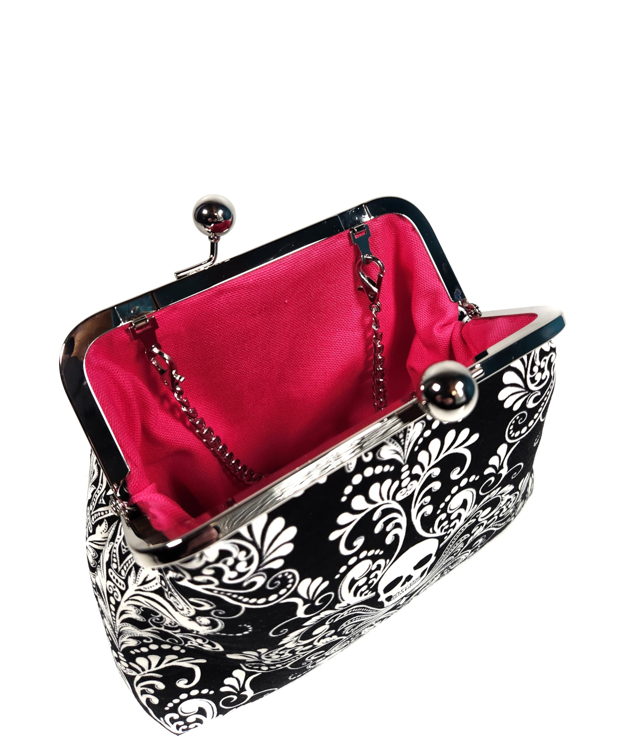 Gothic Glow in the Dark Clutch Bag - Vintage Kisslock Evening Purse for Women | Goth Party Accessory, Halloween Costume, Cosplay, Night Out & Special Occasions