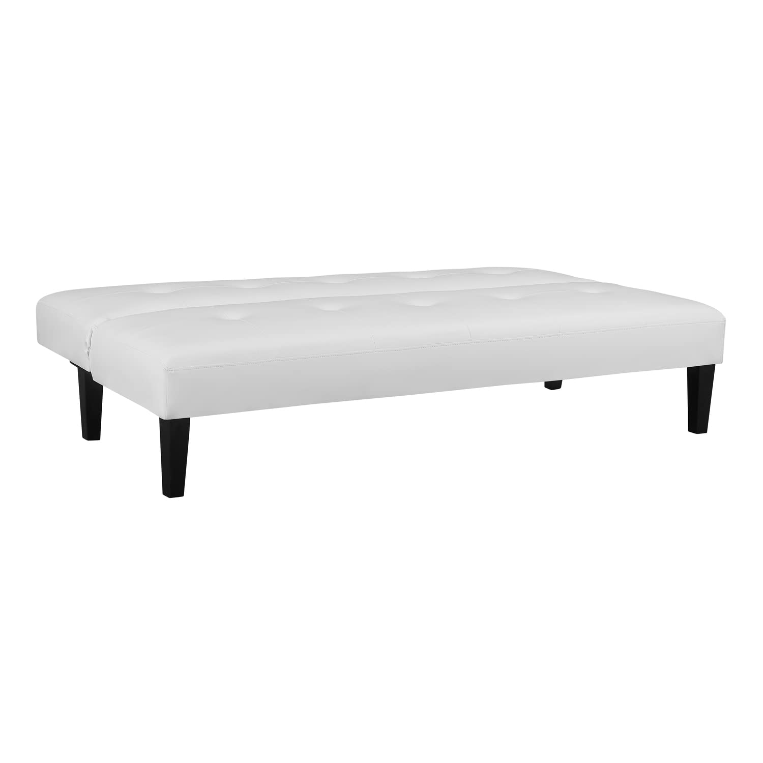 Naomi Home White Faux Leather Convertible Futon Sofa Bed - Button Tufted 3-Position Sleeper with Wooden Legs, 58 lbs Lightweight (500 lbs Capacity) - Perfect for Small Apartments, Guest Rooms & Home Offices
