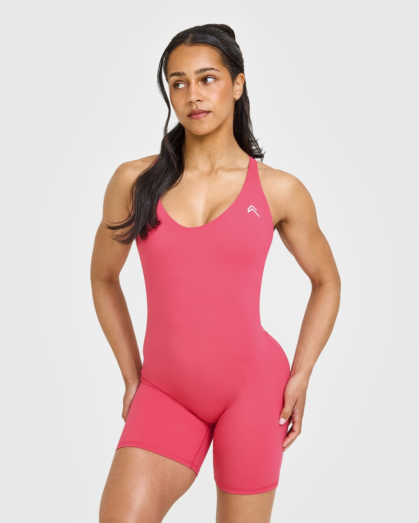Unified Scoop Back All-in-One Bodysuit | Soft Velvet Pink | Perfect for Yoga, Workouts & Everyday Wear