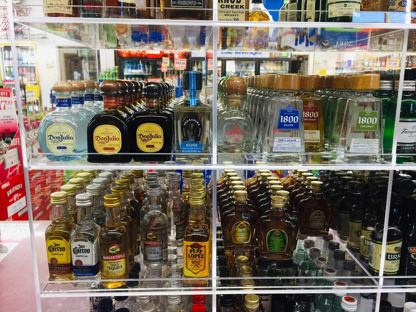 Commercial Retail Display Rack for 50ml Mini Liquor Sampler Bottles & Airplane Shots - 12-Section POS Organizer for Bars, Restaurants, and Retail Stores