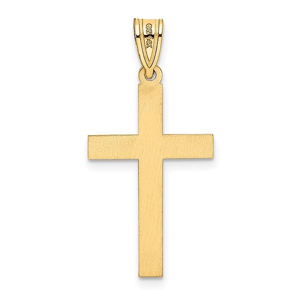 14K Solid Yellow Gold Florentine Latin Mexican Holy Cross Necklace - Religious Jesus Christ Charm Pendant for Women & Men - Perfect for Baptism, First Communion, Confirmation & Daily Wear